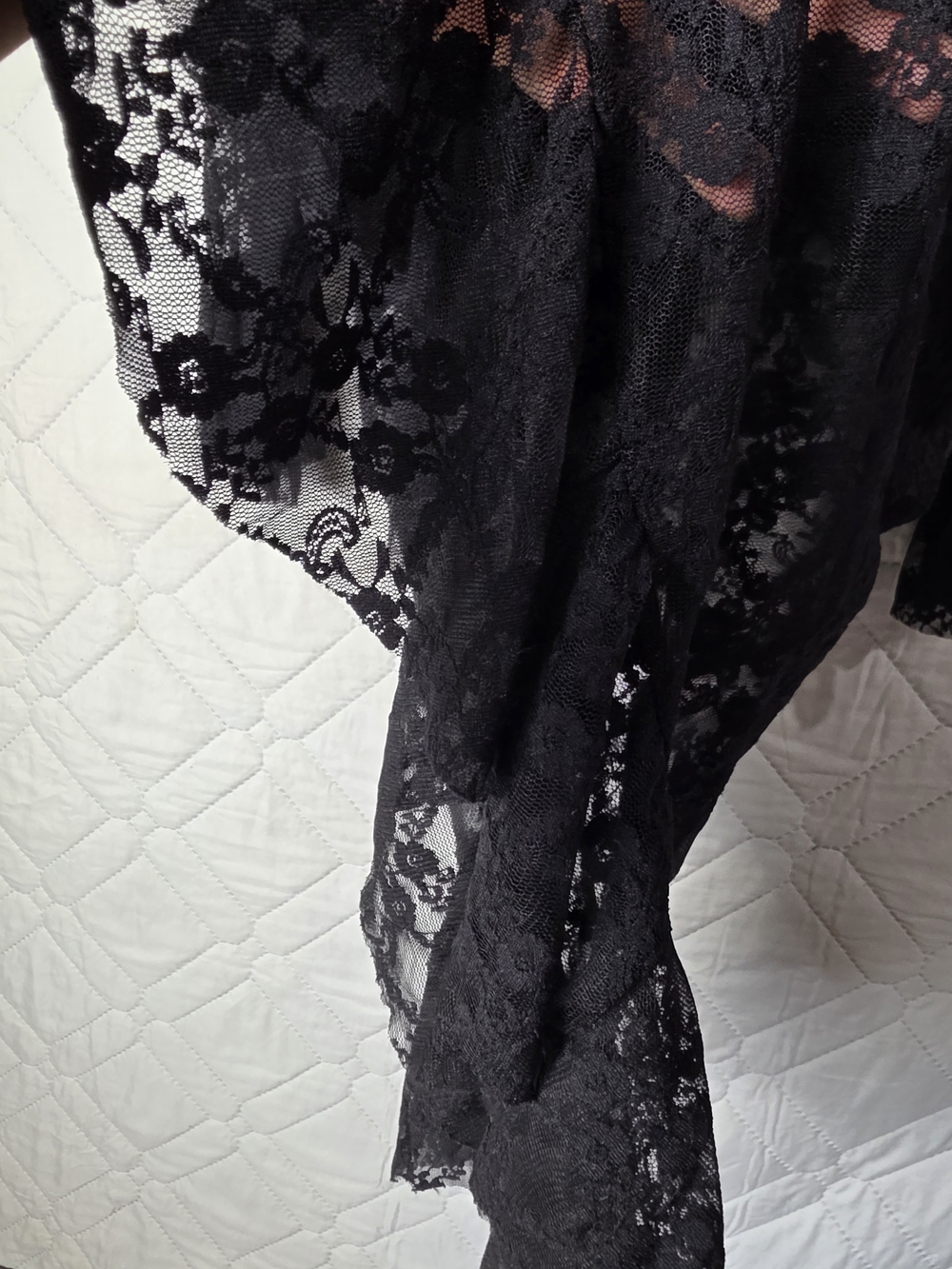 Lilypad  Womens Lace Off The Shoulder Ruffle Sleeve Mini Dress Black Sz 2XL - Picture 9 of 10